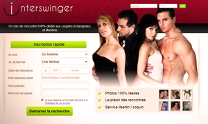 Capture d'écran du site de rencontre Interswinger